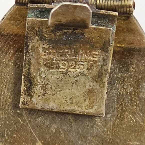 Vintage Made in Mexico 925 Sterling Lapis Stone Aztec Mayan Calendar Bracelet - Picture 10 of 12